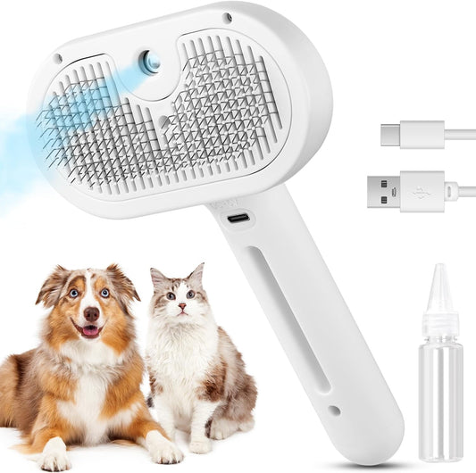 Escova a Vapor 3 em 1 para Gatos e Cães de Pelo Curto e Longo